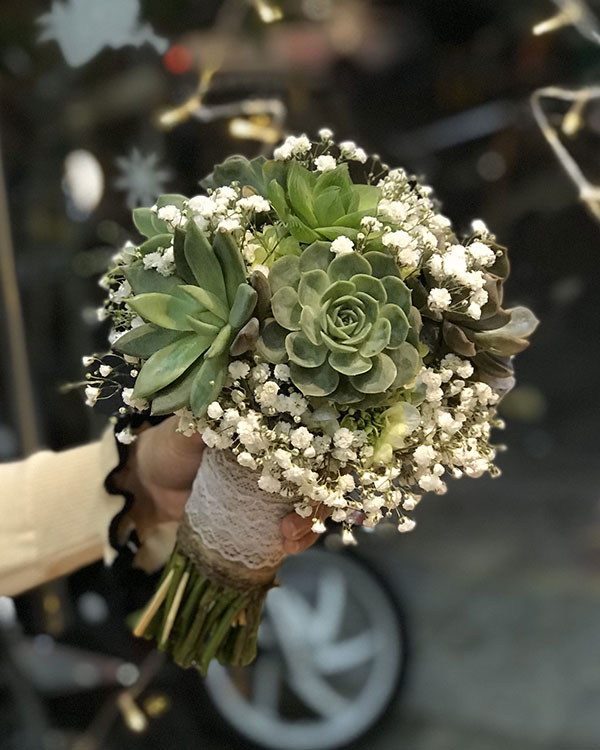 bó hoa cưới sen đá mix baby bó hoa cưới sen đá mix baby